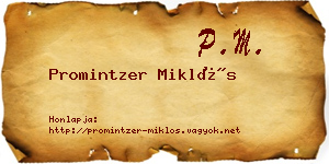 Promintzer Miklós névjegykártya